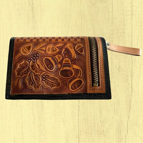 70s vintage tooled leather wallet - Picture 5 of 7